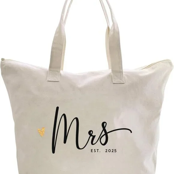Bride tote bag Canvas 2025 Mrs. Bride Gift Wedding Engagement Bachelorette - Picture 2 of 9